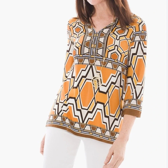 NWOT Chico’s African Ikat Tunic Top S (Chico’s 0) - Picture 1 of 16